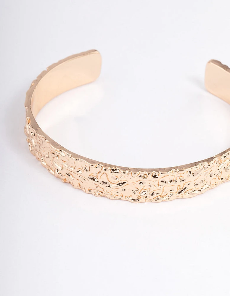 Gold Hammered Cuff Bangle