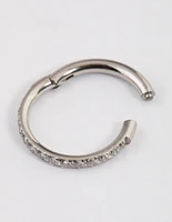 Surgical Steel Fine Pave Band Clicker Ring