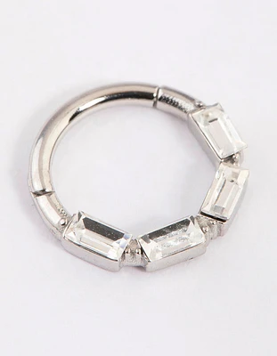 Surgical Steel Crystal Baguette Clicker Ring