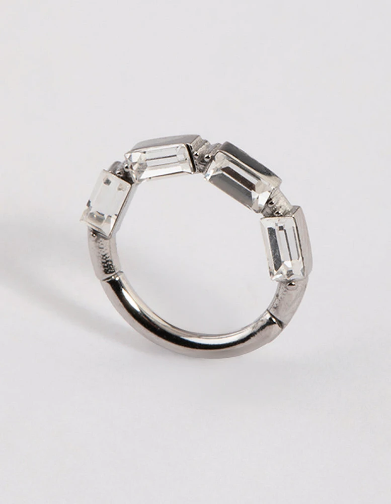 Surgical Steel Crystal Baguette Clicker Ring