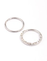 Surgical Steel Cubic Zirconia Textured Nose Ring Pack