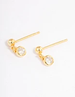 Gold Plated Sterling Silver Cubic Zirconia Bezel Charm Earrings