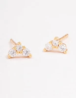 Gold Plated Sterling Silver Cubic Zirconia Classic Trio Earrings