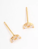 Gold Plated Sterling Silver Cubic Zirconia Classic Trio Earrings