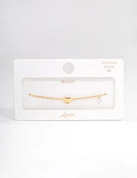 Gold Plated Sterling Silver Heart & Charm Bracelet