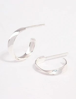 Sterling Silver Flat Twisted Hoop Earrings