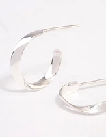 Sterling Silver Flat Twisted Hoop Earrings