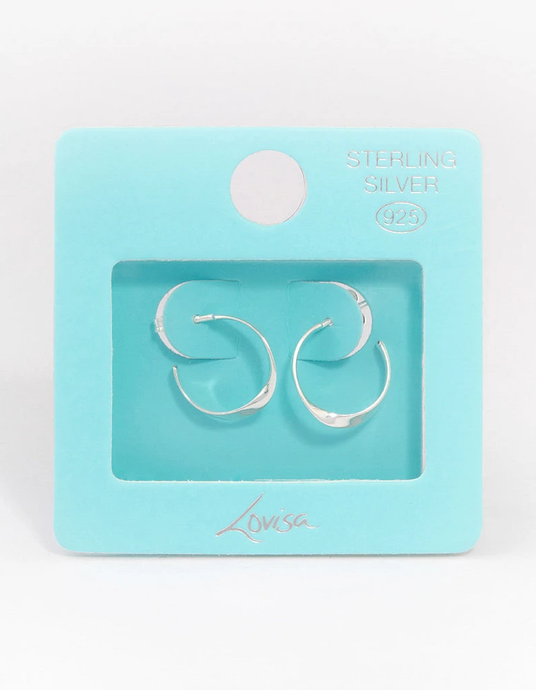 Sterling Silver Flat Twisted Hoop Earrings