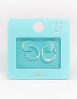 Sterling Silver Flat Twisted Hoop Earrings