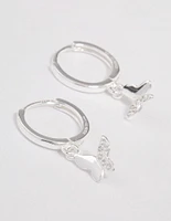 Sterling Silver Diamante Butterfly Huggie Earrings