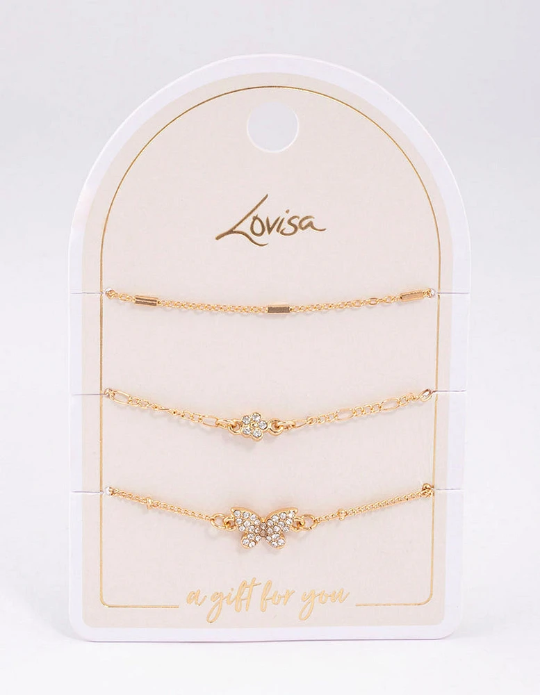 Gold Pretty Butterfly Bracelet Pack