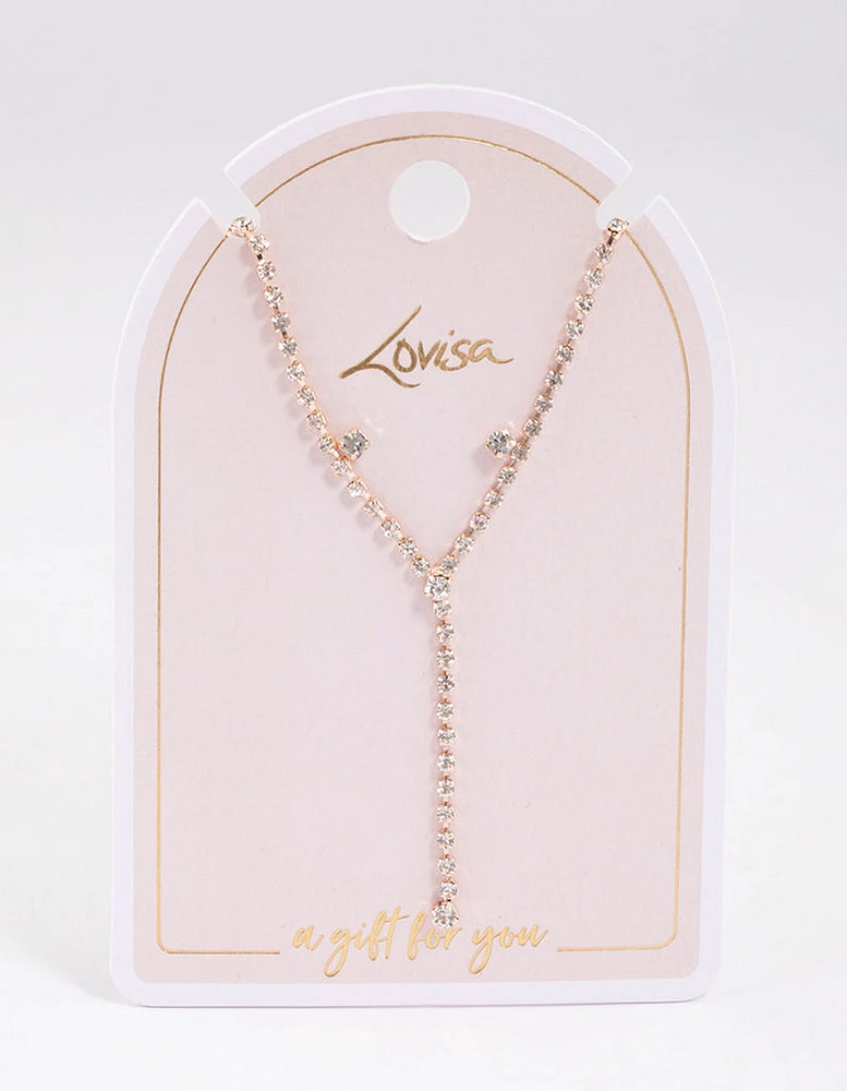 Rose Gold Y-Shaped Cup Chain Necklace & Earring Set