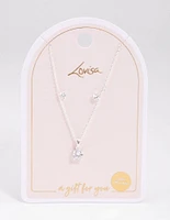 Silver Round Solitaire Necklace & Earring Set