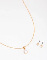 Silver Pearl Drop Necklace & Earring Set