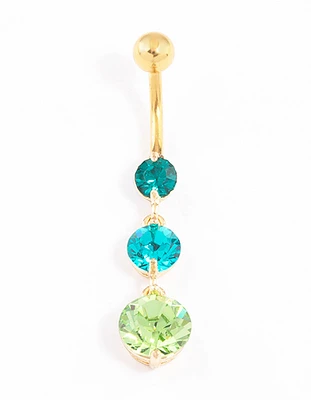 Gold Plated Surgical Steel Graduating Crystal Ombre Belly Ring