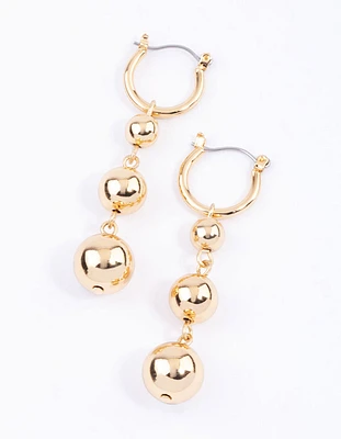 Gold Graduating Orb Hoop Earrings