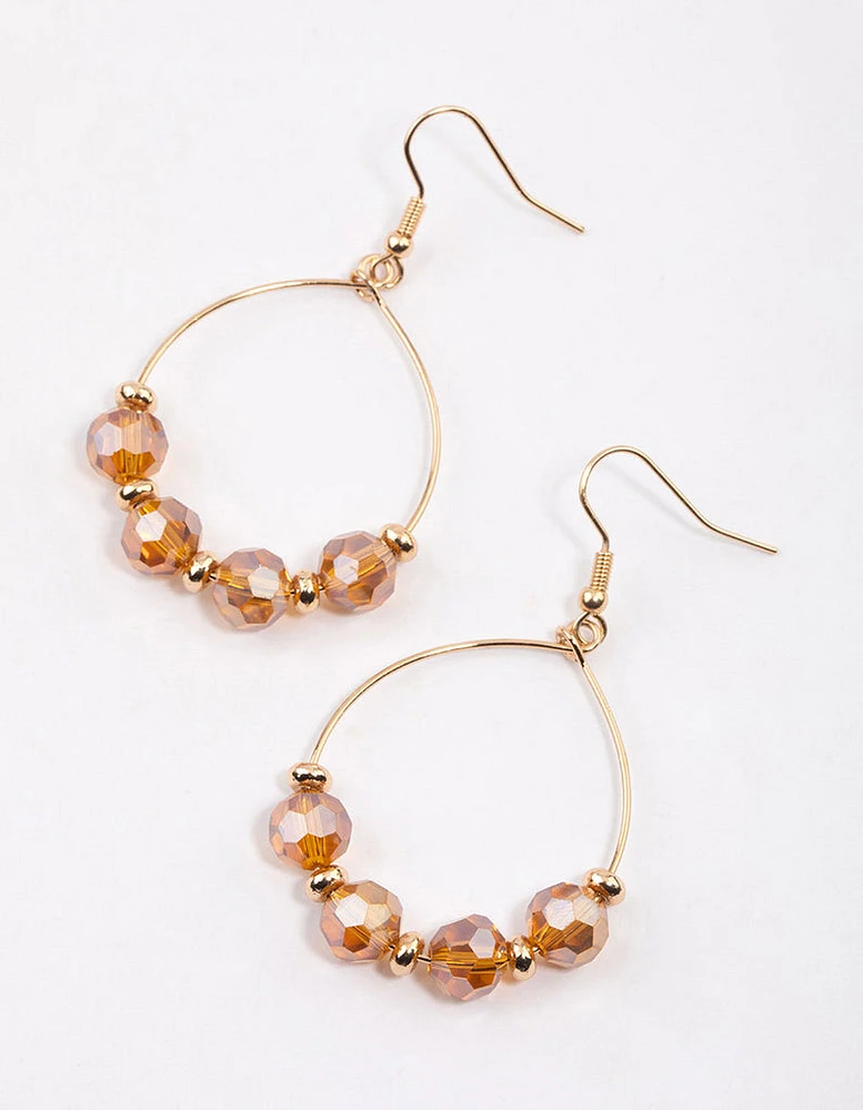 Gold Mixed Facet Beaded Drop Earrings