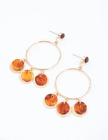 Gold Circle Layered Disc Drop Earrings