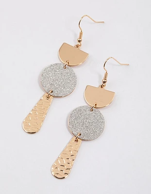 Gold Multi Geometric Glitter Drop Earrings