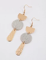 Gold Multi Geometric Glitter Drop Earrings