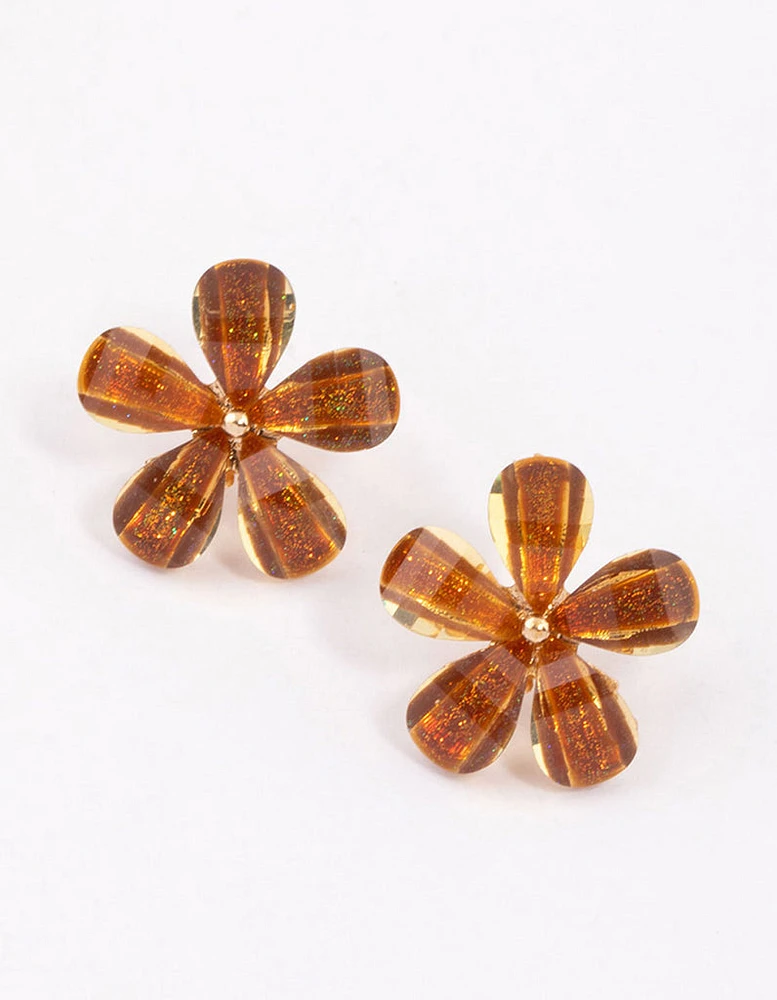 Gold Classic Flower Stud Earrings