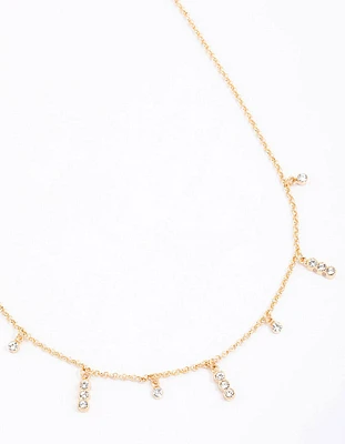 Gold Graduating Diamante Station Necklace