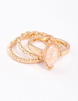 Gold Marquise Opal Twisted Ring Pack