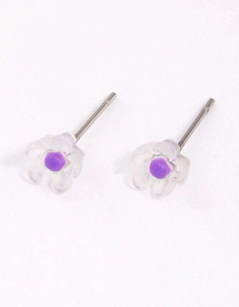 Frosted Flower Stud Earrings