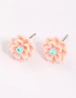Pink Dahlia Stud Earrings
