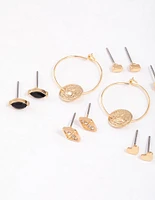 Gold Beaded & Coin Earrings 8-Pack