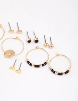 Gold Beaded & Coin Earrings 8-Pack