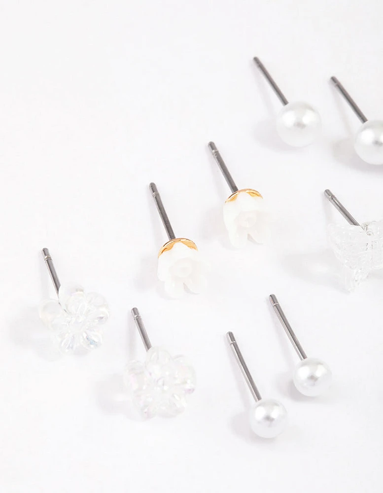 Gold Garden Mixed Stud Earrings 8-Pack