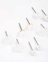 Gold Garden Mixed Stud Earrings 8-Pack