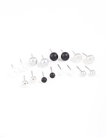 Mixed Metal Pearl & Ball Stud Earrings 8-Pack