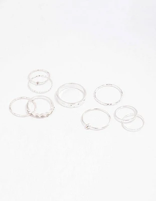 Silver Dainty Clover Ring Pack