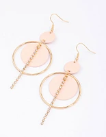 Blush Open Disc Cup Chain Drop Earrings