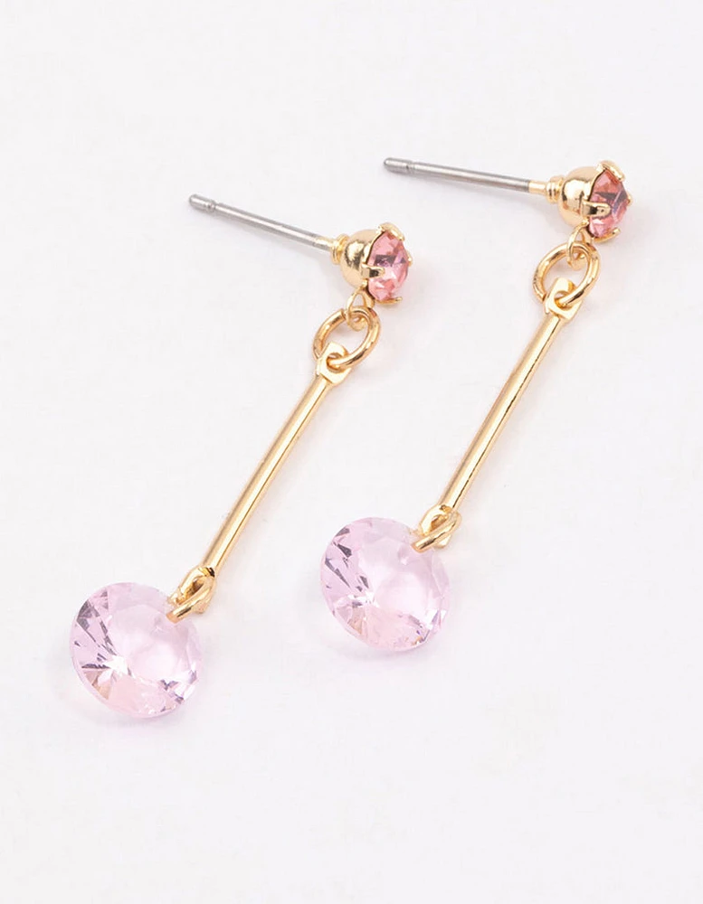 Gold Classic Diamante Drop Earrings