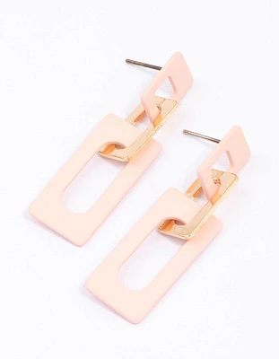 Blush Rectangle Chain Drop Earrings