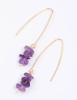 Purple Basic Stone Shard Drop Earrings