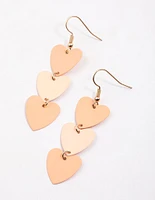 Blush Triple Heart Drop Earrings