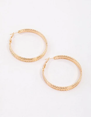 Gold Strand Medium Hoop Earrings