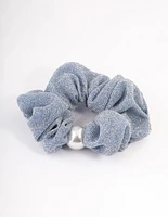 Blue Fabric Hair Scrunchie