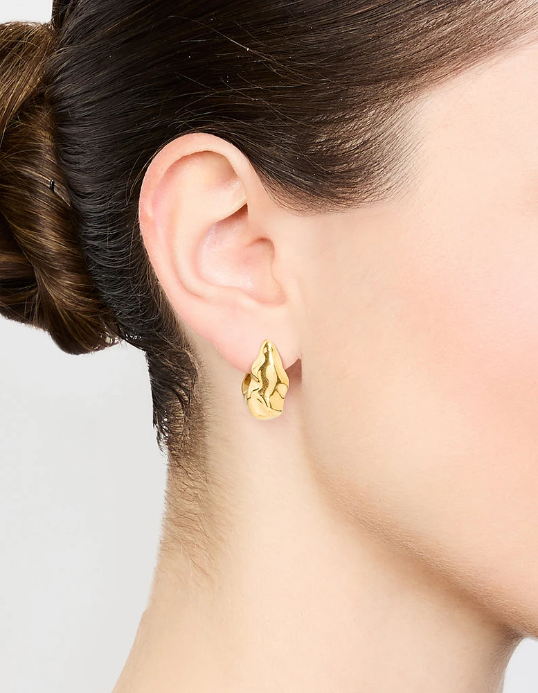 Waterproof Gold Plated Stainless Steel Organic Square Hoop Earrings