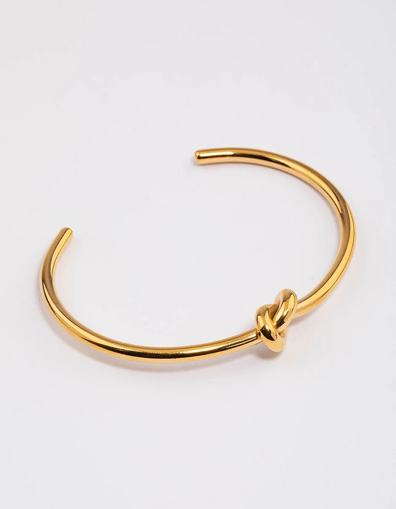 Gold Plated Stainless Steel Basic Knotted Wrist Cuff