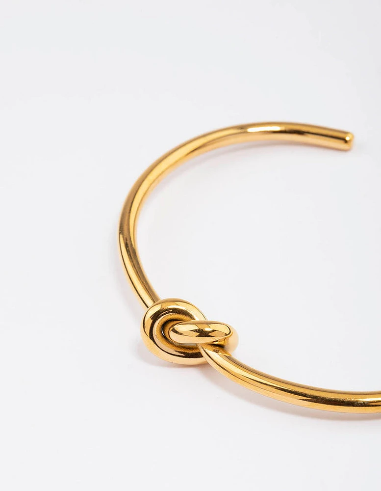 Gold Plated Stainless Steel Basic Knotted Wrist Cuff