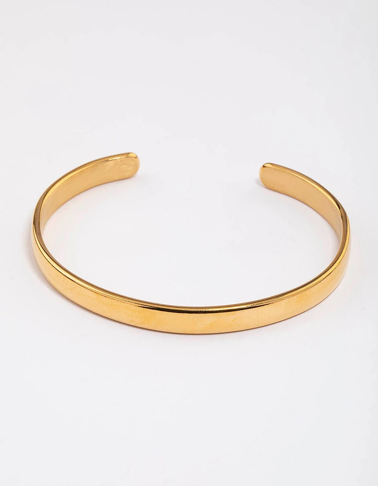 Gold Plated Stainless Steel Classic Plain Wrist Cuff