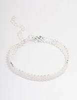 Silver Plated Round Stone Diagonal Tennis Bracelet