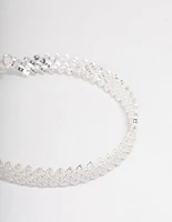 Silver Plated Round Stone Diagonal Tennis Bracelet