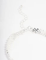 Silver Plated Round Stone Diagonal Tennis Bracelet