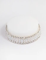 Silver Plated Cubic Zirconia Round & Baguette Bracelet